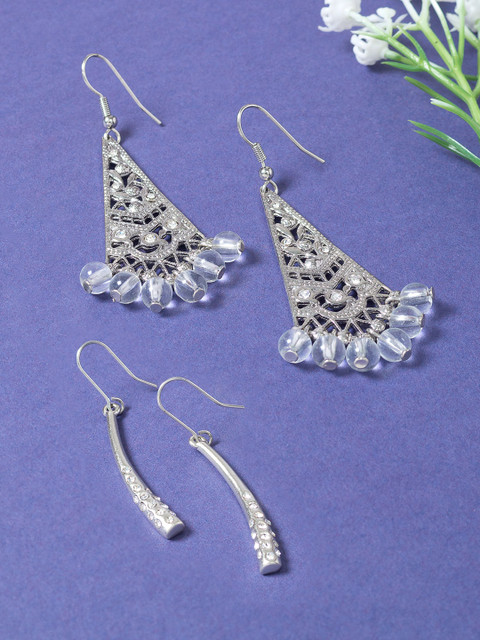 

Golden Peacock Set Of 2 Drop Earrings, Silver