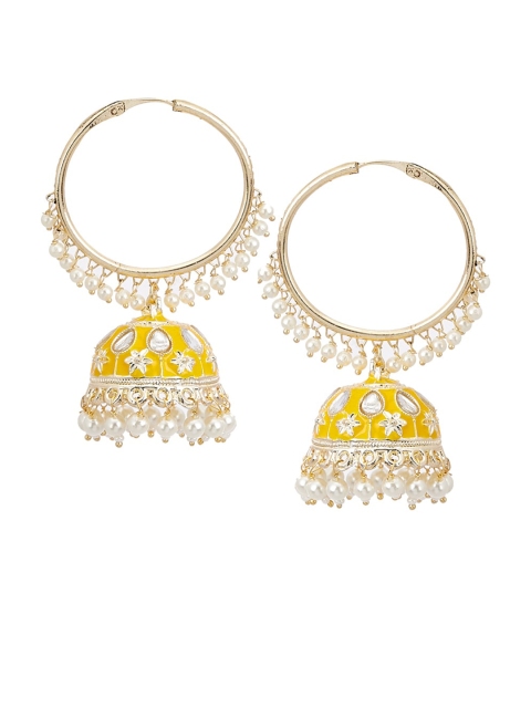 

Rangriti Gold-Plated & Yellow Dome Shaped Jhumkas