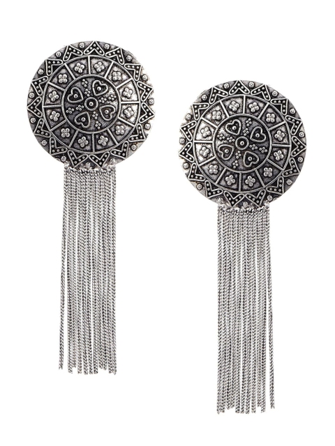 

Rangriti Silver-Toned Contemporary Drop Earrings