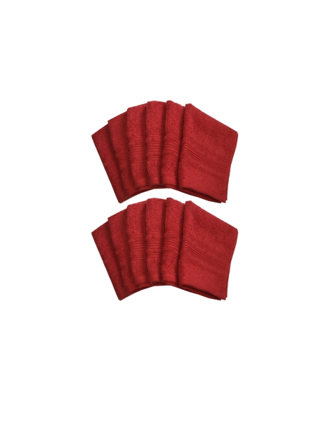 

Lushomes Pack of 12 Hibiscus Red Solid 450 GSM Super Soft Cotton Face Towels