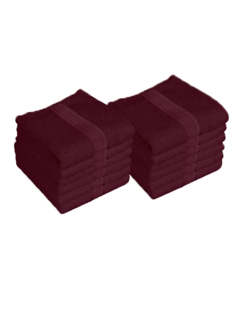 

Lushomes Pack of 12 Maroon Solid 450 GSM Super Soft Cotton Face Towels