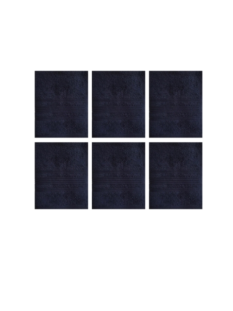 

Lushomes Pack Of 6 Navy Blue Super Soft and Fluffy Cotton 450 GSM Face Towel