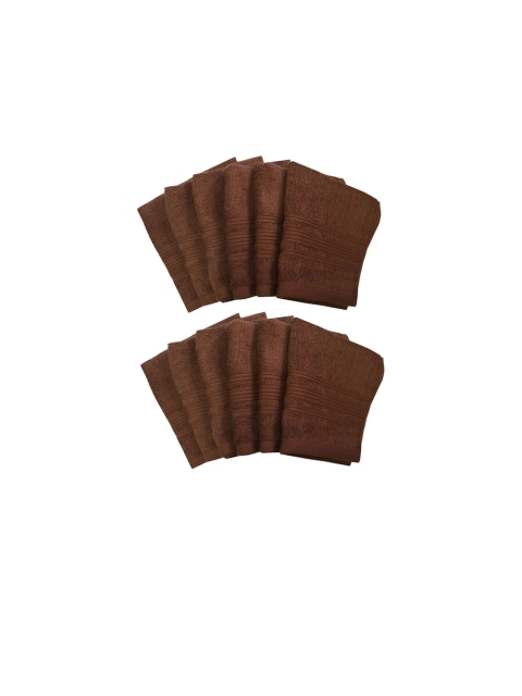 Lushomes Brown Set of 12 Solid 450 GSM Face Towel