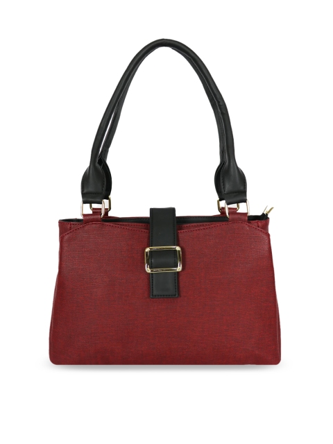 

LELYS Maroon Leather Structured Shoulder Bag