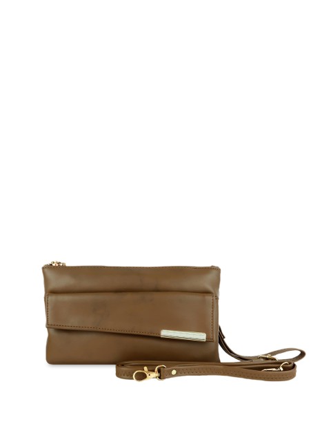 

LELYS Brown Leather Structured Sling Bag