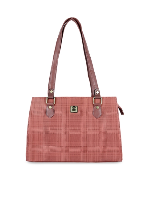

LELYS Pink Leather Structured Shoulder Bag