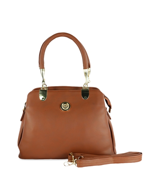 

LELYS Brown Leather Shopper Handheld Bag with Fringed
