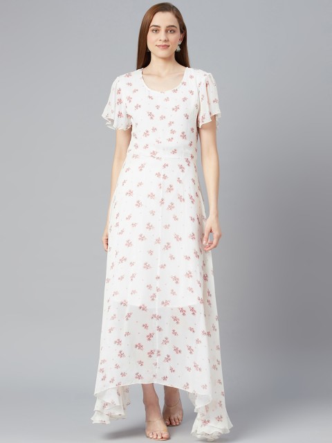 

I AM FOR YOU White Floral Georgette Maxi Dress