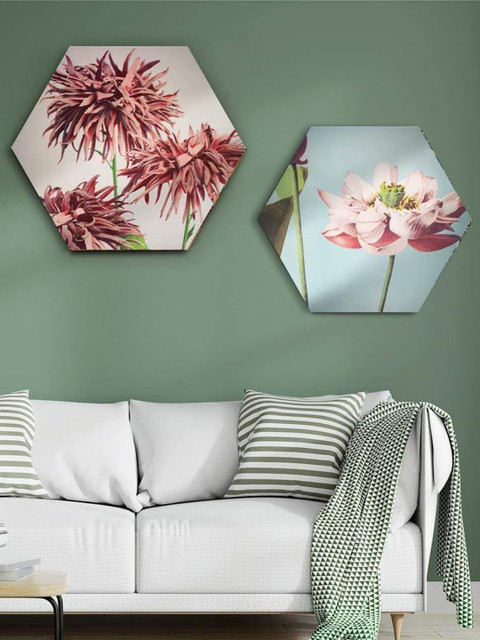 

THE ARTMENT Multicoloured Set of 2 Matte Finish Garden of Blushing Flowers Wall Arts, Multi