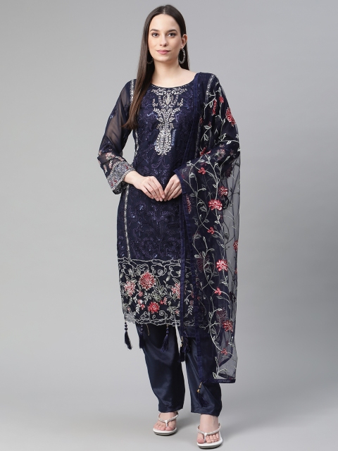 

Readiprint Fashions Navy Blue & Navy Blue Embroidered Unstitched Dress Material