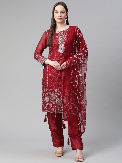 

Readiprint Fashions Maroon Embroidered Unstitched Dress Material