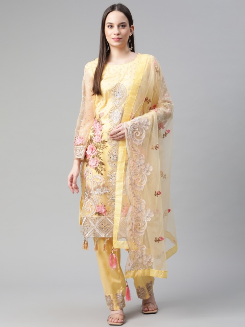 

Readiprint Fashions Yellow Embroidered Unstitched Dress Material