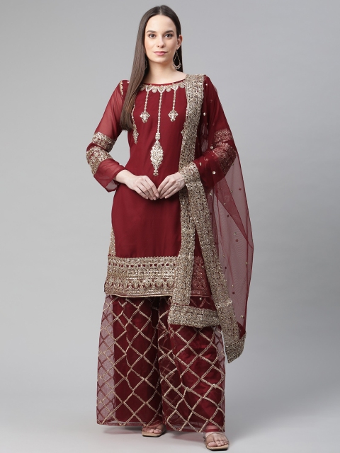 

Readiprint Fashions Maroon Embroidered Unstitched Dress Material