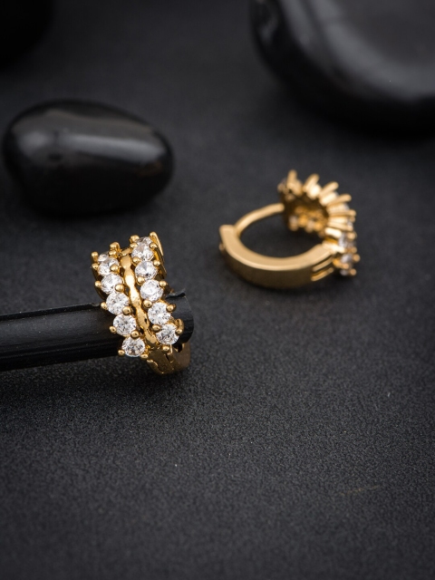 

Alankruthi Gold-Toned & American Diamond Studded Contemporary Hoop Earrings