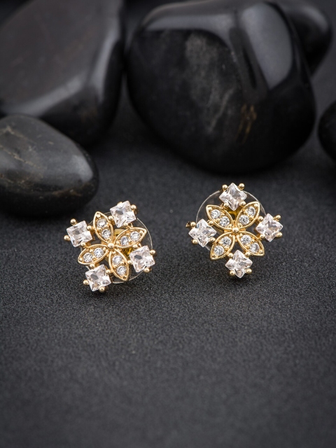 

Alankruthi Gold-Toned & White Contemporary Studs Earrings