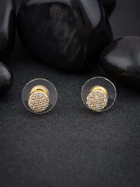 

Alankruthi Gold-Toned & American Diamond Studded Circular Studs Earrings