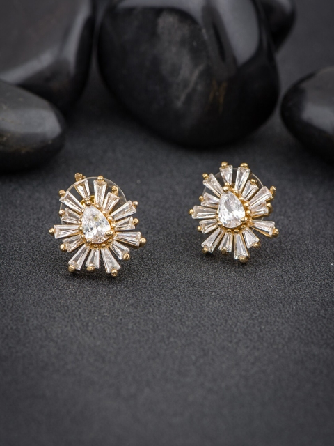 

Alankruthi Gold-Plated Silver-Toned AD-Stone Studde Contemporary Studs