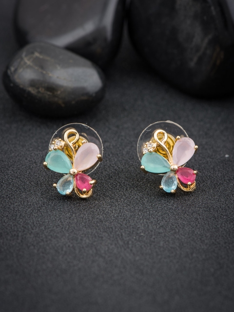 

Alankruthi Gold-Toned & Green Contemporary Studs Earrings