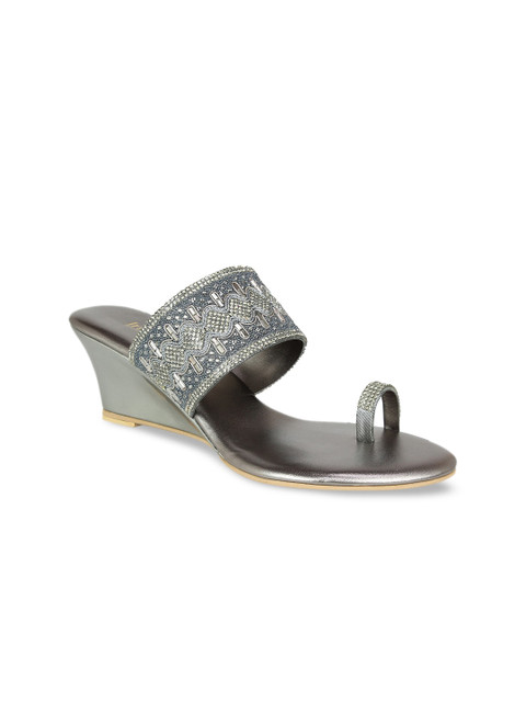

Inc 5 Grey Ethnic Embellished Wedge Sandals