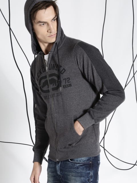 

Eco Unitd Charcoal Grey Printed Hooded Sweatshirt