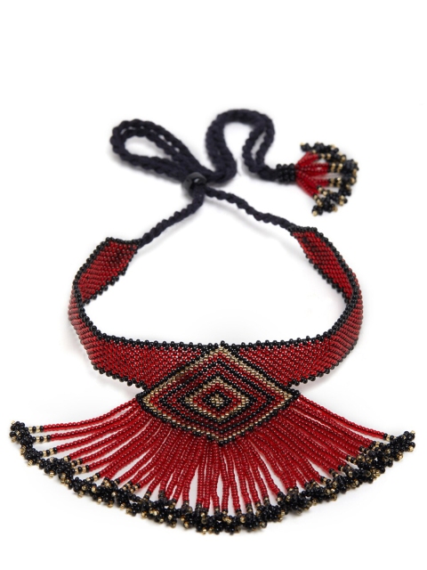 

Blisscovered Maroon & Black-Plated Choker Necklace
