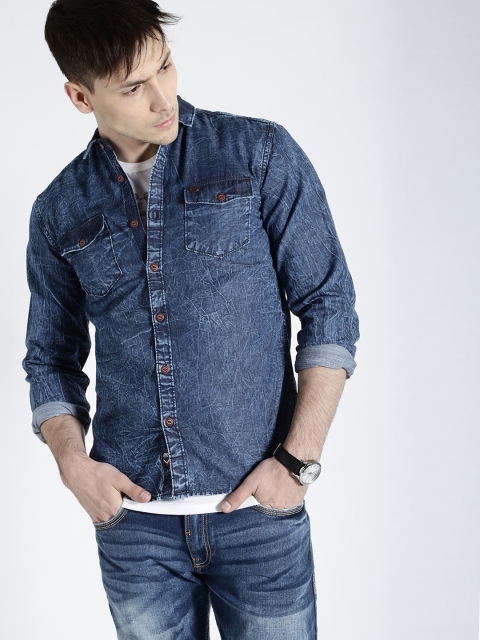 

Ecko Unltd Men Navy Blue Faded Casual Shirt
