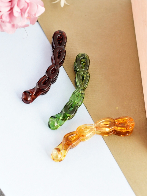 

Silvermerc Designs Girls Brown & Green Set of 3 Twisted Banana Clips
