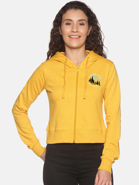 

BEVERLY BLUES Women Yellow Hooded Sweatshirt