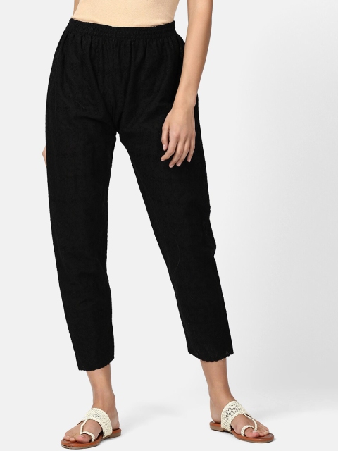 

V2 Value & Variety Women Black Solid Mid Rise Cotton Lounge Pants