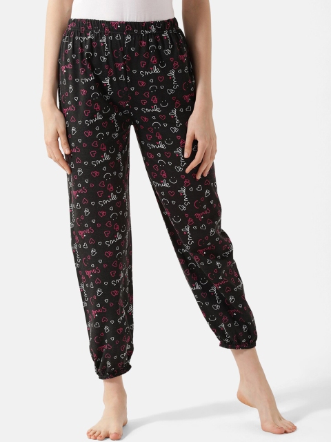 

V2 Value & Variety Women Black & Pink Printed Cotton Lounge Joggers