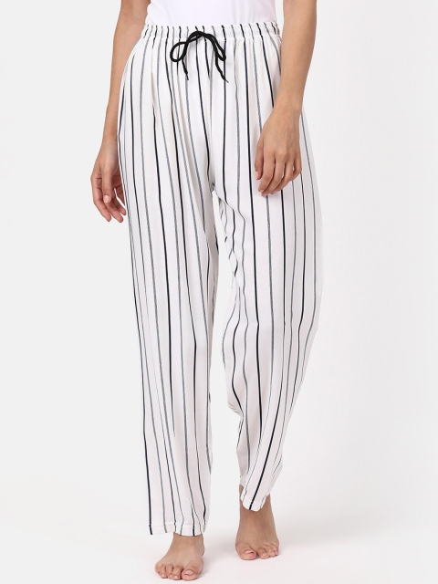 

V2 Value & Variety Women White Striped Lounge Pants