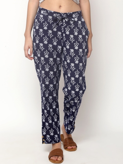 

V2 Value & Variety Women Navy Blue And White Printed Lounge Pants