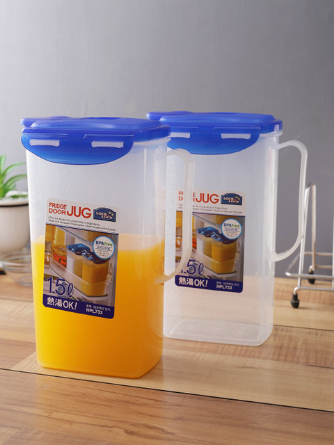 

Lock & Lock Transparent Plastic Fridge Door Water Jug with Flip Lid 1.5 L, Set of 2