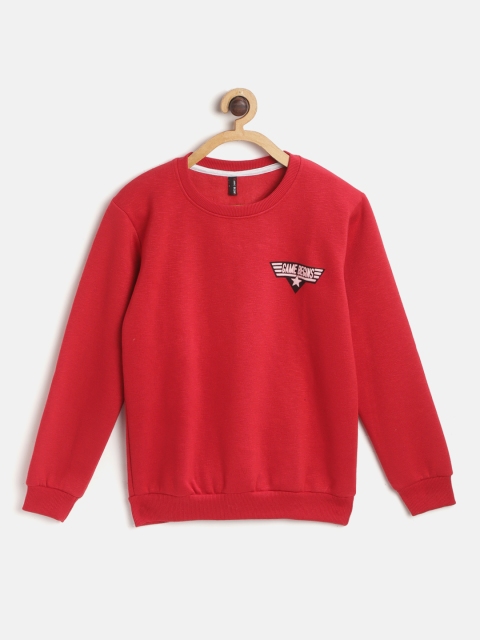 

GAME BEGINS Boys Red Cotton Solid Sweatshirt