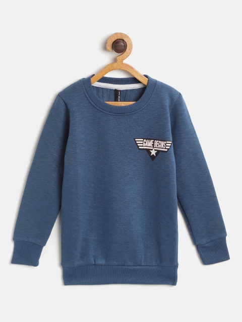 

GAME BEGINS Boys Navy Cotton Solid Sweatshirt, Navy blue