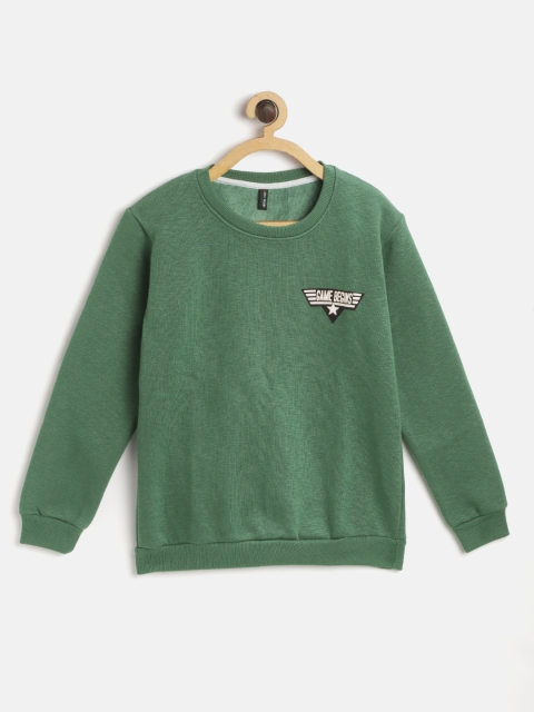 

GAME BEGINS Boys Olive Green Cotton Solid Sweatshirt