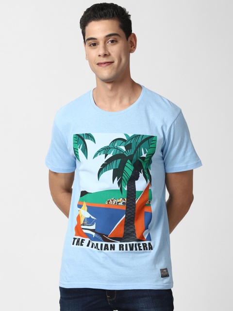 

Peter England Casuals Men Blue Typography Printed Slim Fit T-shirt