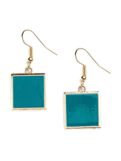 

Blisscovered Green & Gold-Toned Square Drop Earrings