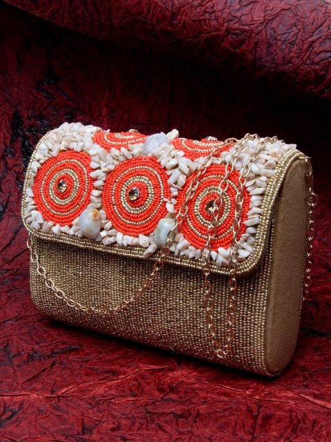 

DUGRISTYLE Orange Embellished Structured Sling Bag
