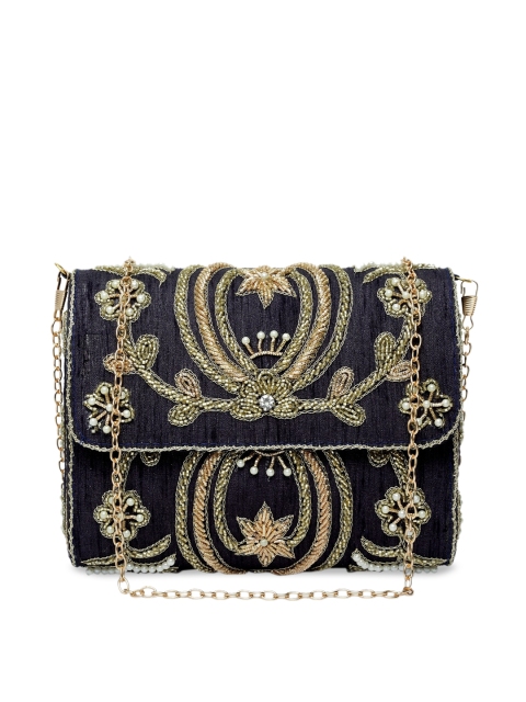 

DUGRISTYLE Black Embellished Structured Sling Bag