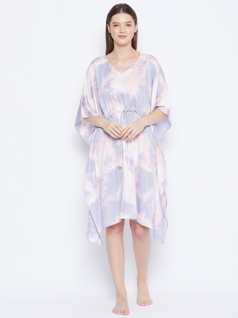 

Hypernation Pink Printed Kaftan Nightdress