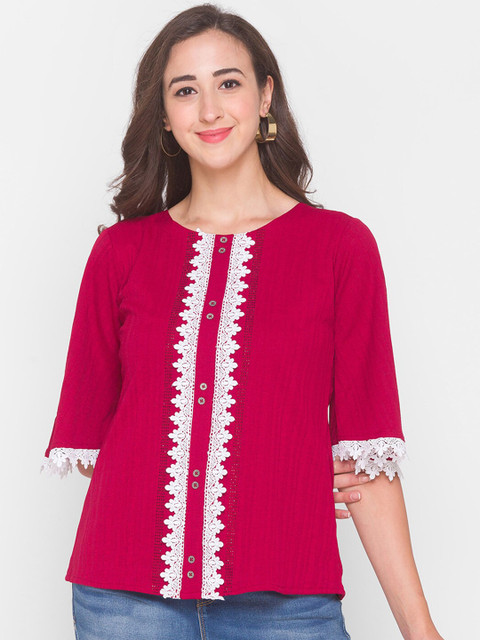 

ZOLA Maroon Geometric Regular Top