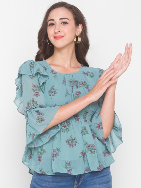 

ZOLA Teal Floral Kaftan Top