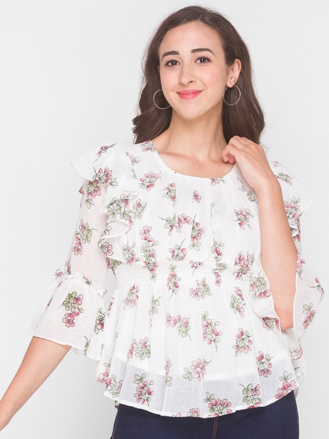 

ZOLA Cream-Coloured Floral A-Line Top