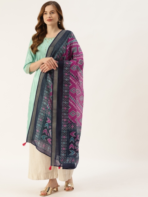 

Molcha Pink & Blue Ethnic Motifs Printed Dupatta