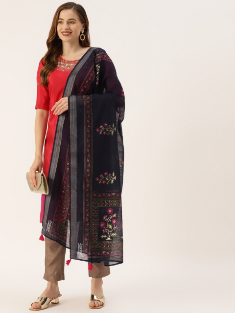 

Molcha Blue & Pink Printed Dupatta