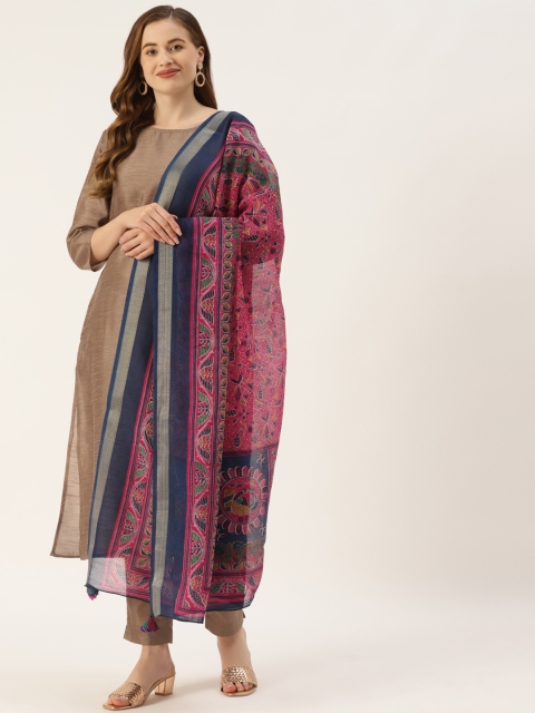 

Molcha Pink & Blue Ethnic Motifs Printed Dupatta