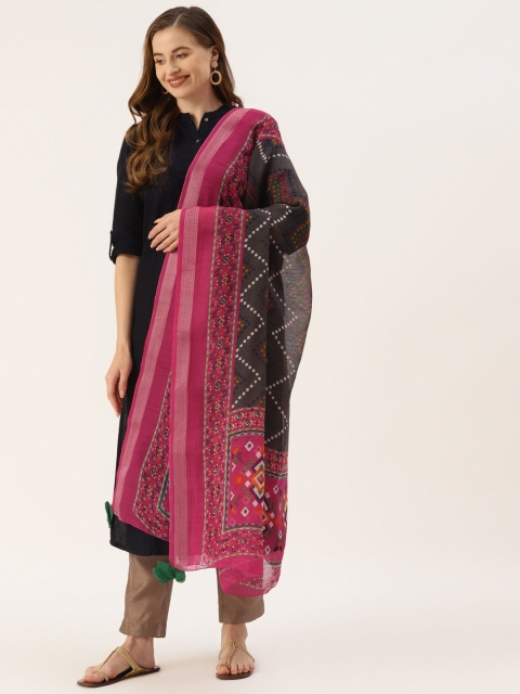 

Molcha Pink & Grey Ethnic Motifs Printed Dupatta