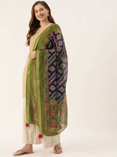 

Molcha Green & Blue Ethnic Motifs Printed Dupatta