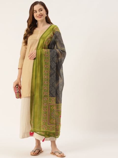 

Molcha Green & Blue Ethnic Motifs Printed Dupatta